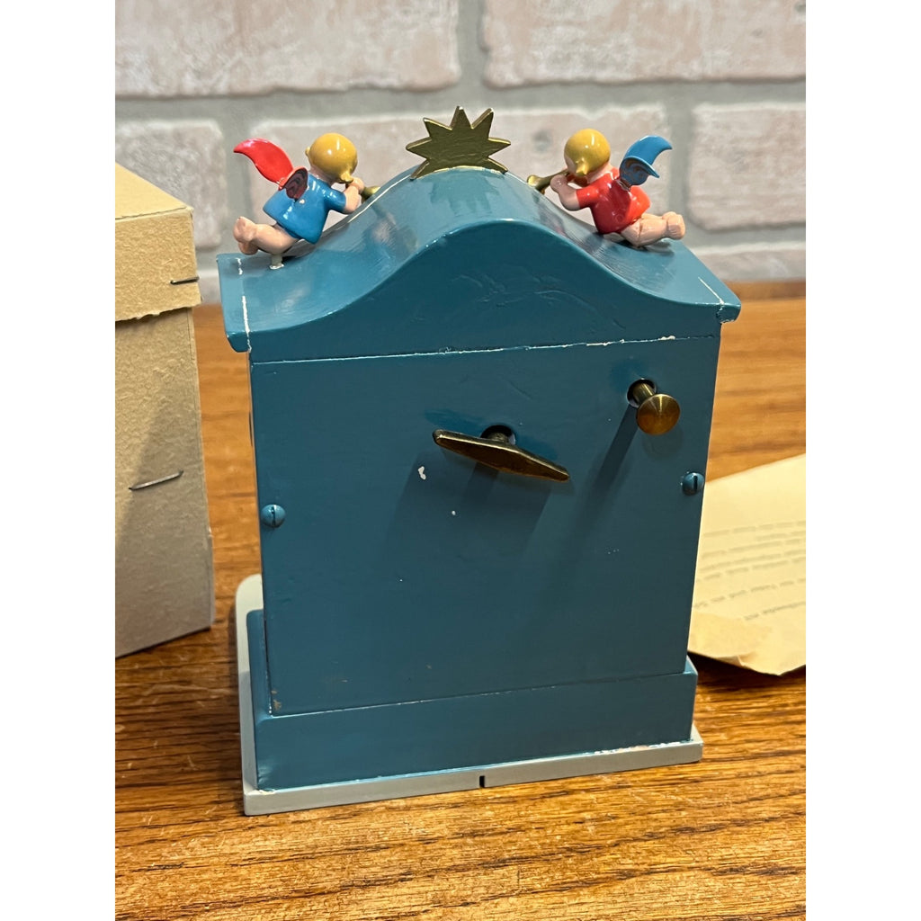 Erzgebirge Wooden Music Box Angel Playing Organ German - Works!