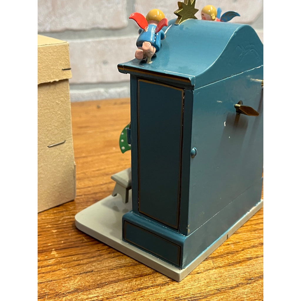 Erzgebirge Wooden Music Box Angel Playing Organ German - Works!