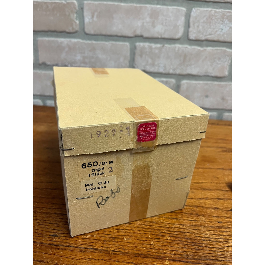 Erzgebirge Wooden Music Box Angel Playing Organ German - Works!
