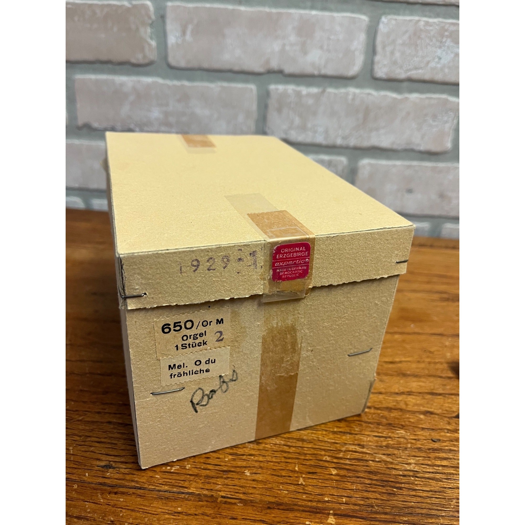 Erzgebirge Wooden Music Box Angel Playing Organ German - Works!