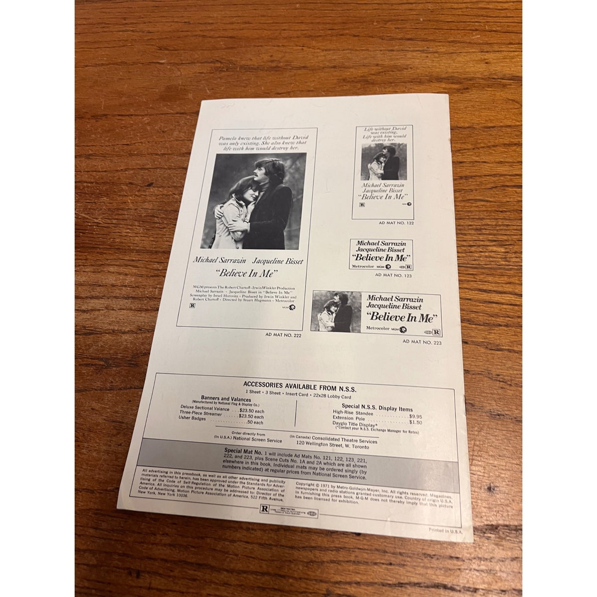 Believe in Me Original Pressbook 1971 No Cut Outs Jacqueline Bisset Sarrazin