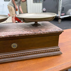 Vintage Granite Top & Oak Wood Apothecary Mercantile Scale Double Tray