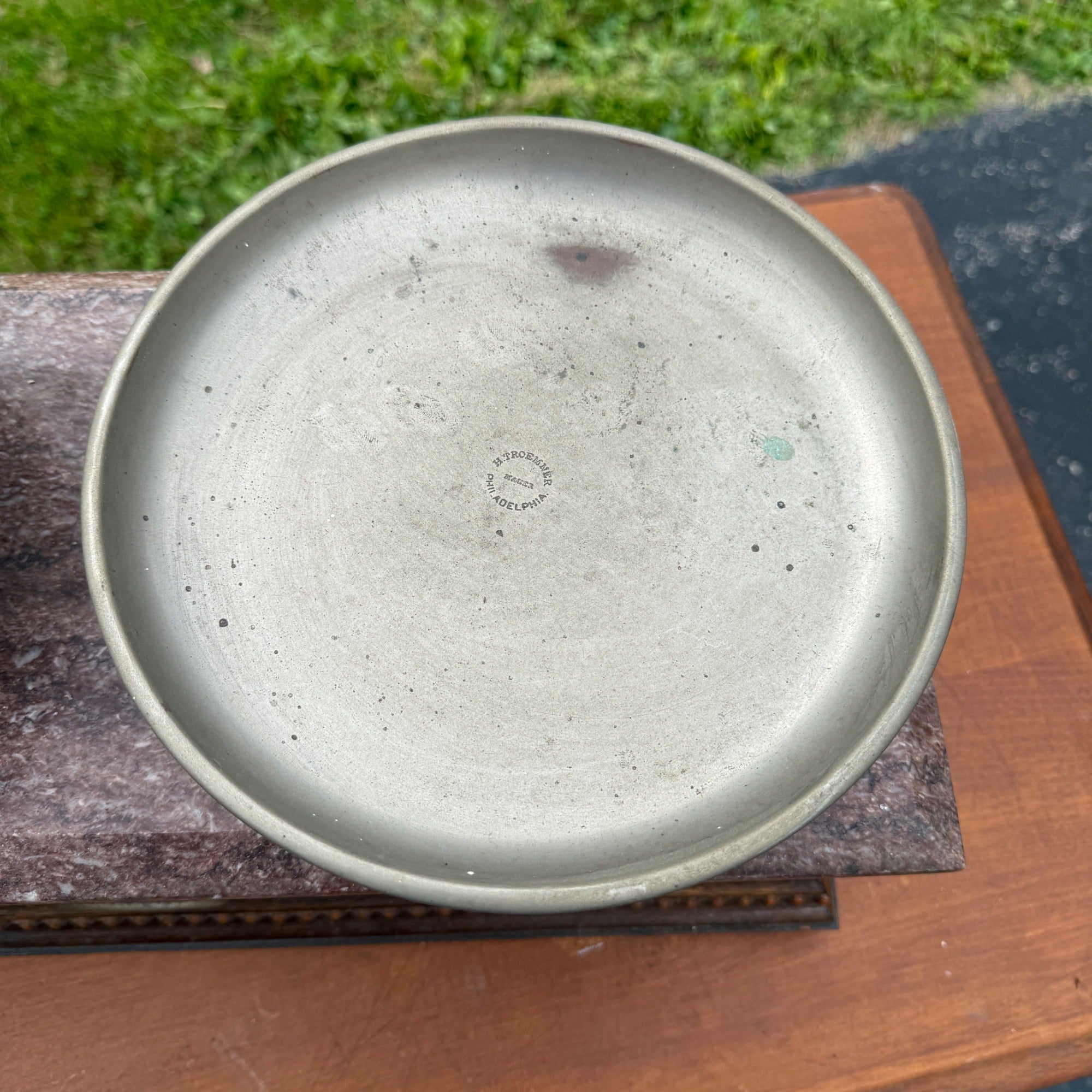 Vintage Granite Top & Oak Wood Apothecary Mercantile Scale Double Tray