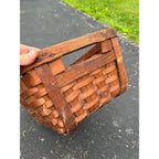 Antique Primitive Ballou Farm produce Market Basket Becket Mass Large Ash Splint Farmhouse