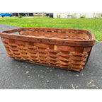 Antique Primitive Ballou Farm produce Market Basket Becket Mass Large Ash Splint Farmhouse