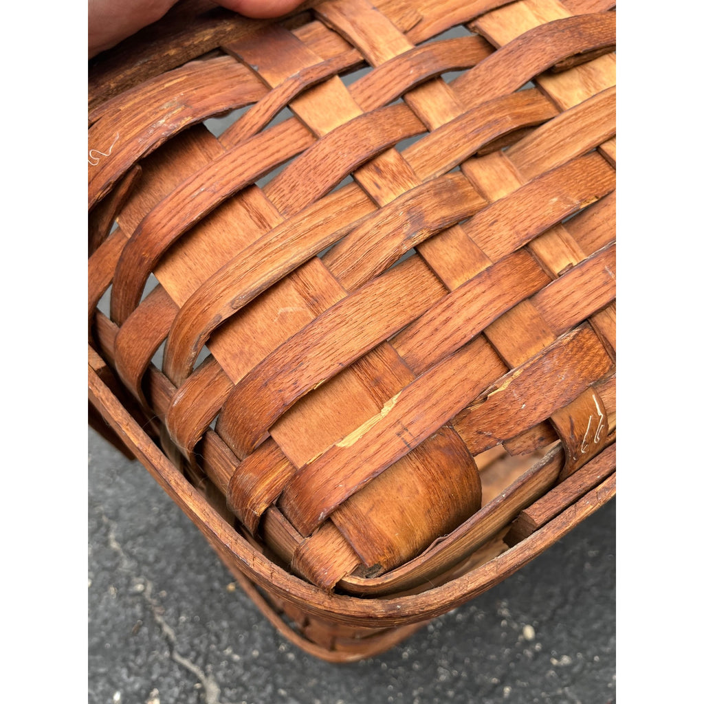 Antique Primitive Ballou Farm produce Market Basket Becket Mass Large Ash Splint Farmhouse