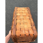 Antique Primitive Ballou Farm produce Market Basket Becket Mass Large Ash Splint Farmhouse