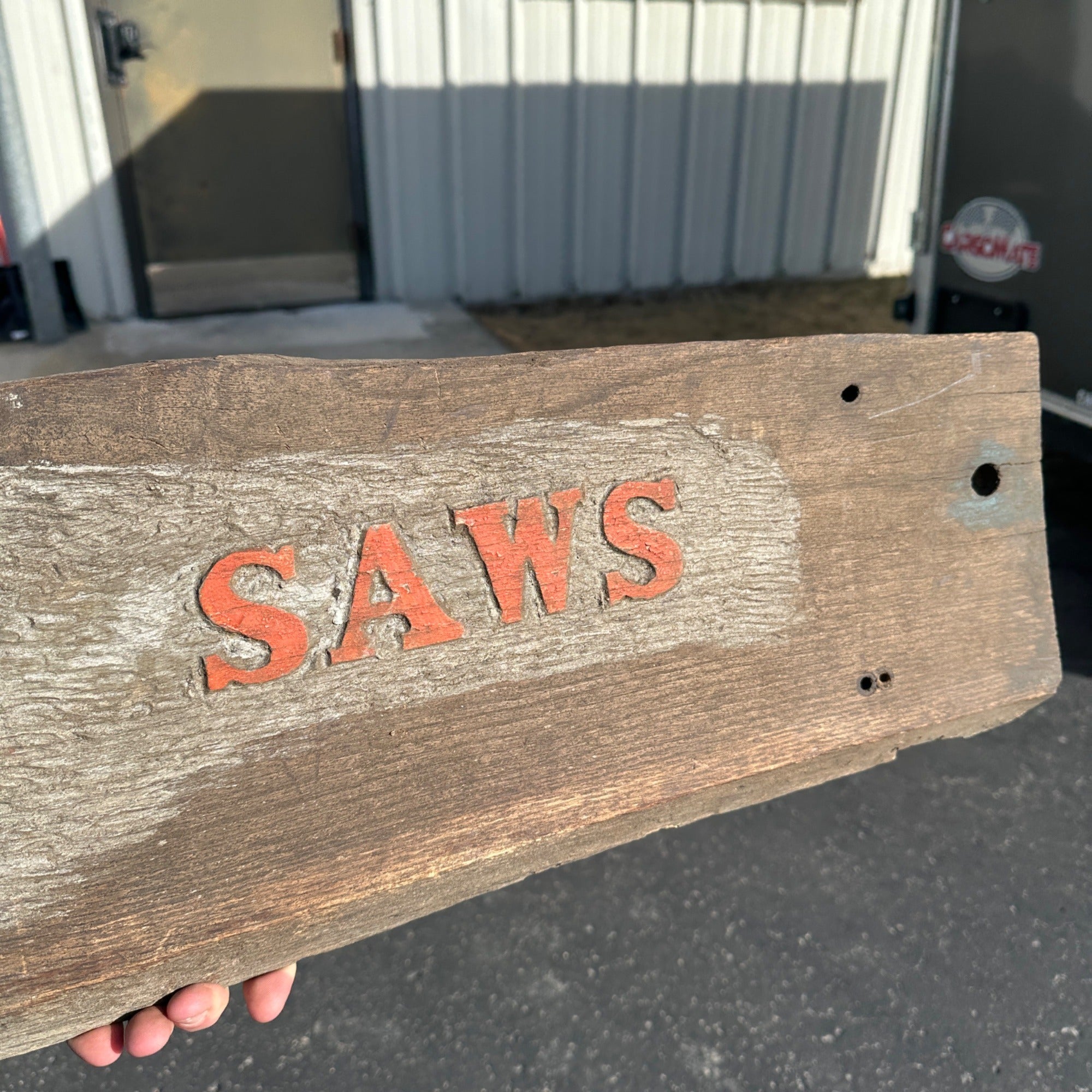 Vintage Lombard Chainsaws Wooden Advertising Original General Store Trade Sign