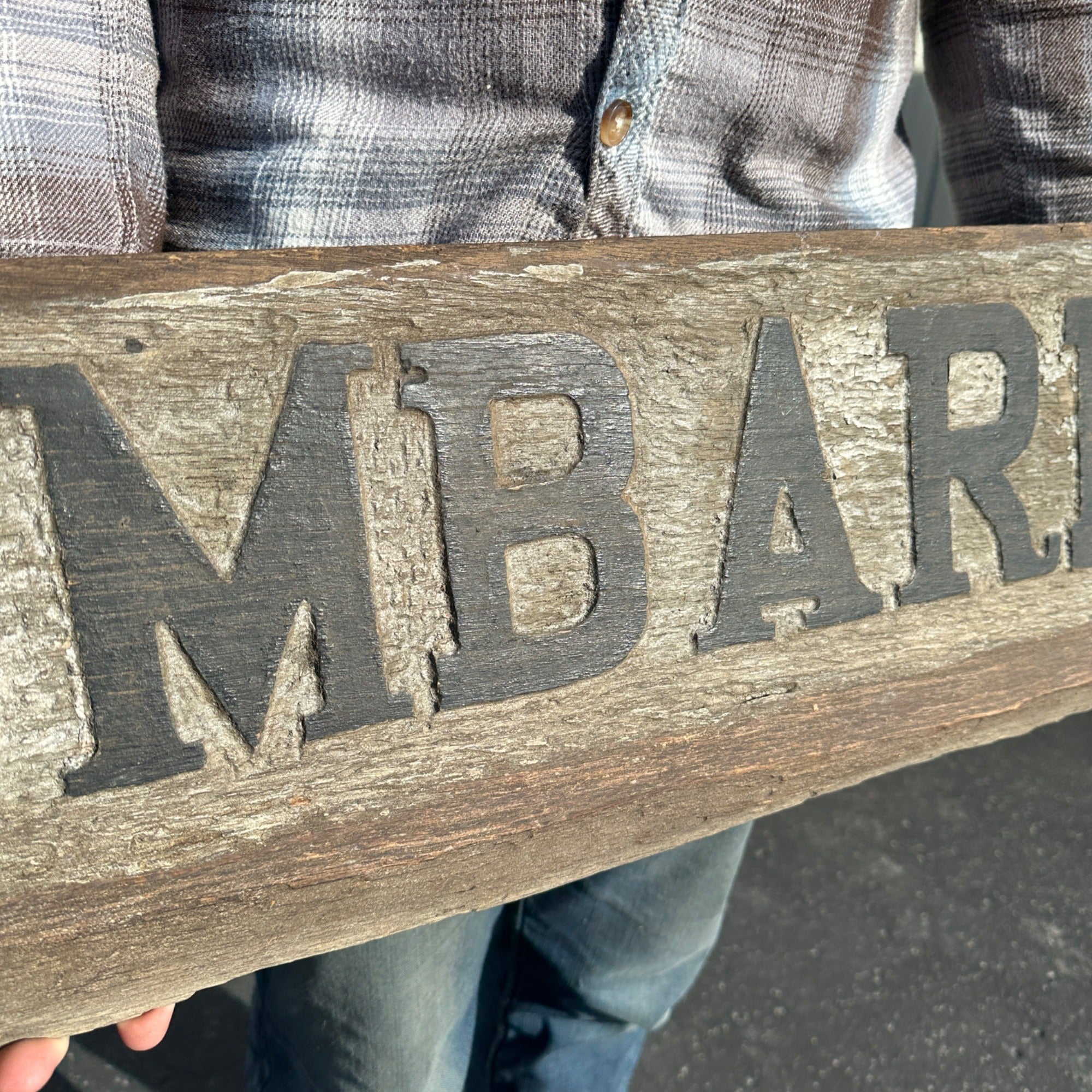 Vintage Lombard Chainsaws Wooden Advertising Original General Store Trade Sign