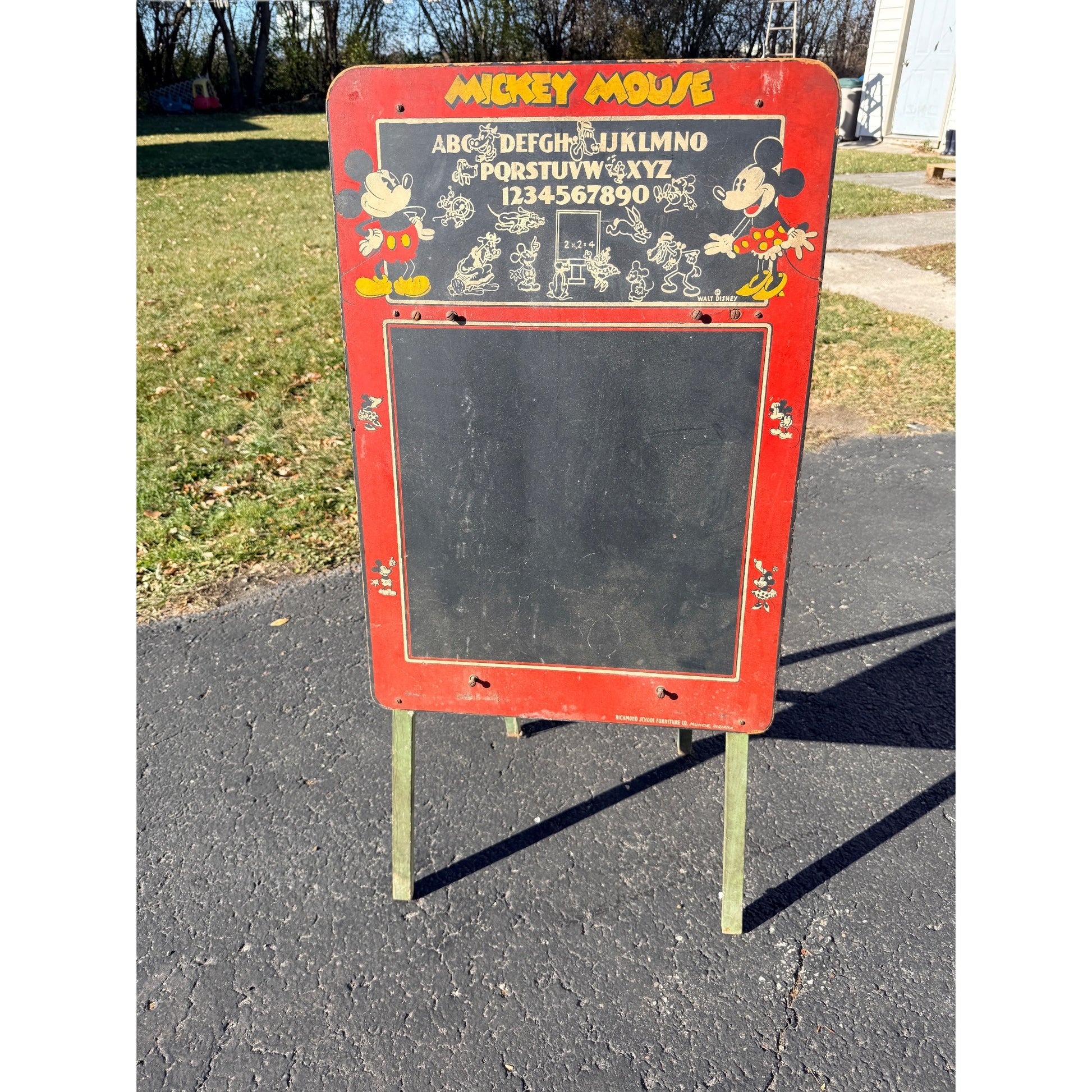 VINTAGE RARE 1930's LARGE WALT DISNEY CHILDRENS MICKEY MOUSE CHALK BOARD /EASEL