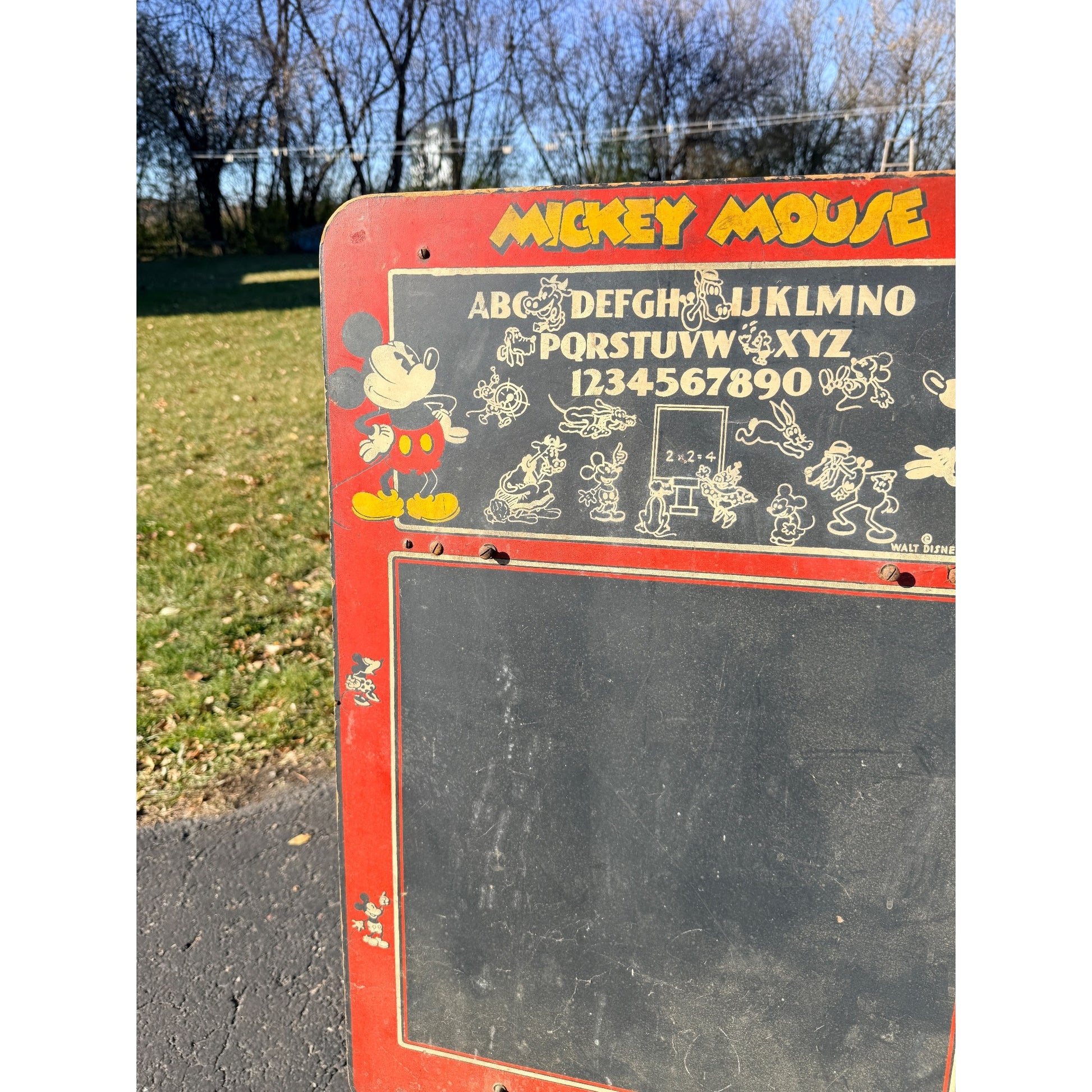 VINTAGE RARE 1930's LARGE WALT DISNEY CHILDRENS MICKEY MOUSE CHALK BOARD /EASEL