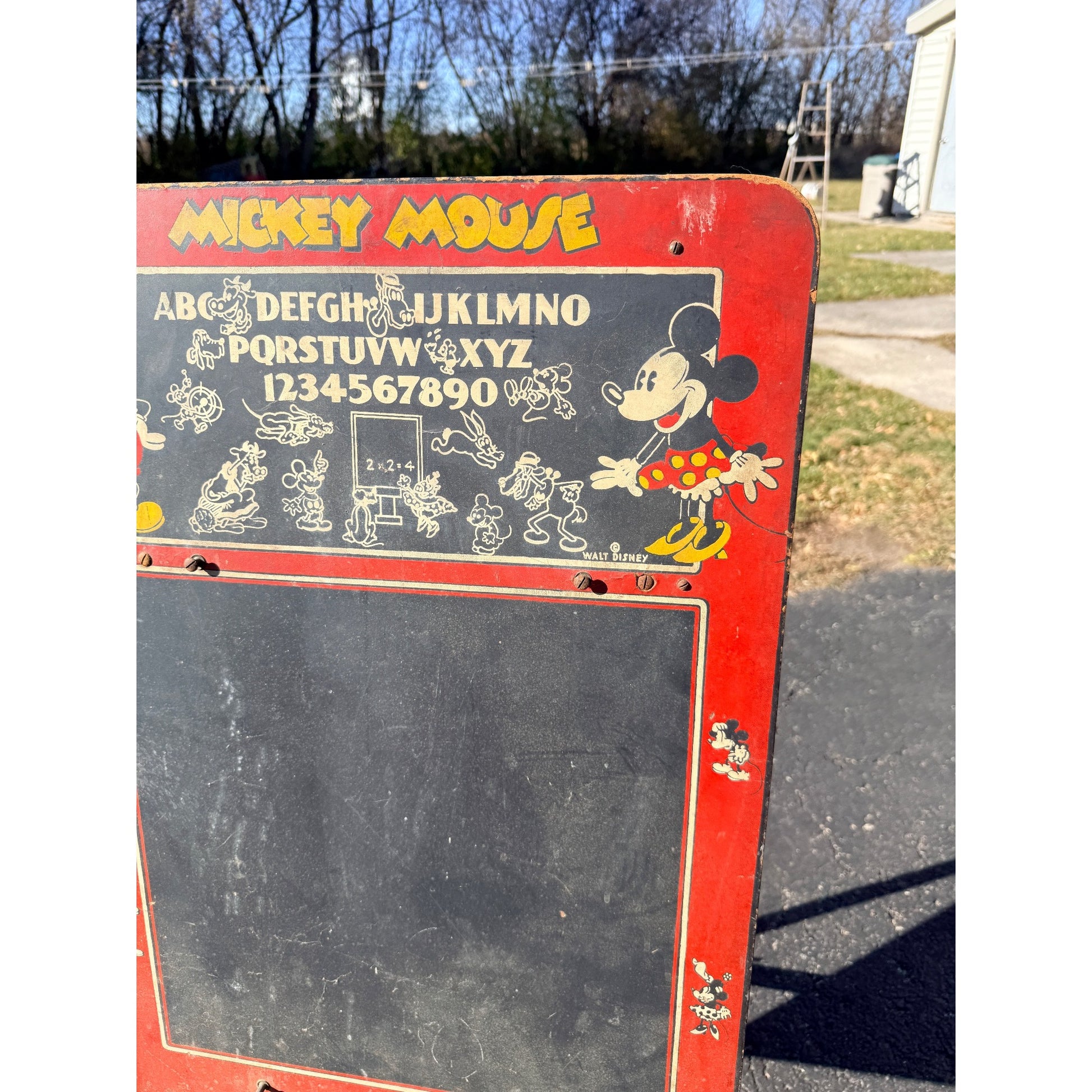 VINTAGE RARE 1930's LARGE WALT DISNEY CHILDRENS MICKEY MOUSE CHALK BOARD /EASEL