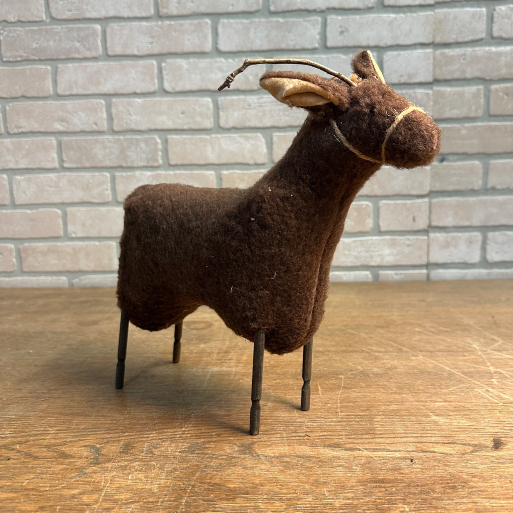 Primitive Style AAFA Plush Christmas Reindeer Rustic Decor Wooden Legs 12"