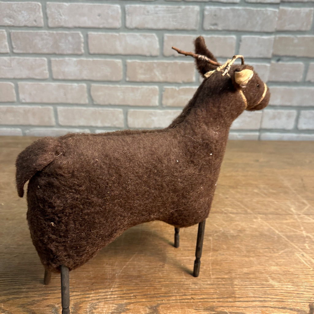 Primitive Style AAFA Plush Christmas Reindeer Rustic Decor Wooden Legs 12"