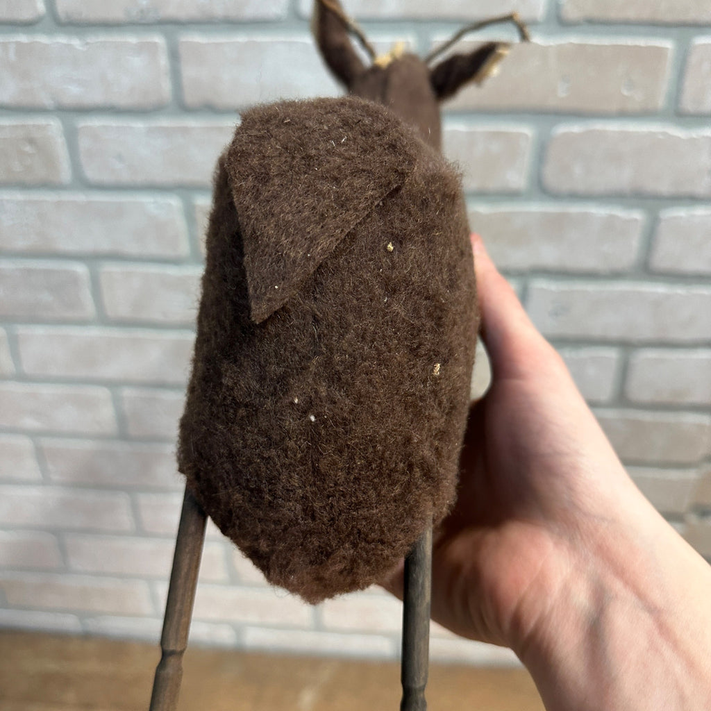 Primitive Style AAFA Plush Christmas Reindeer Rustic Decor Wooden Legs 12"