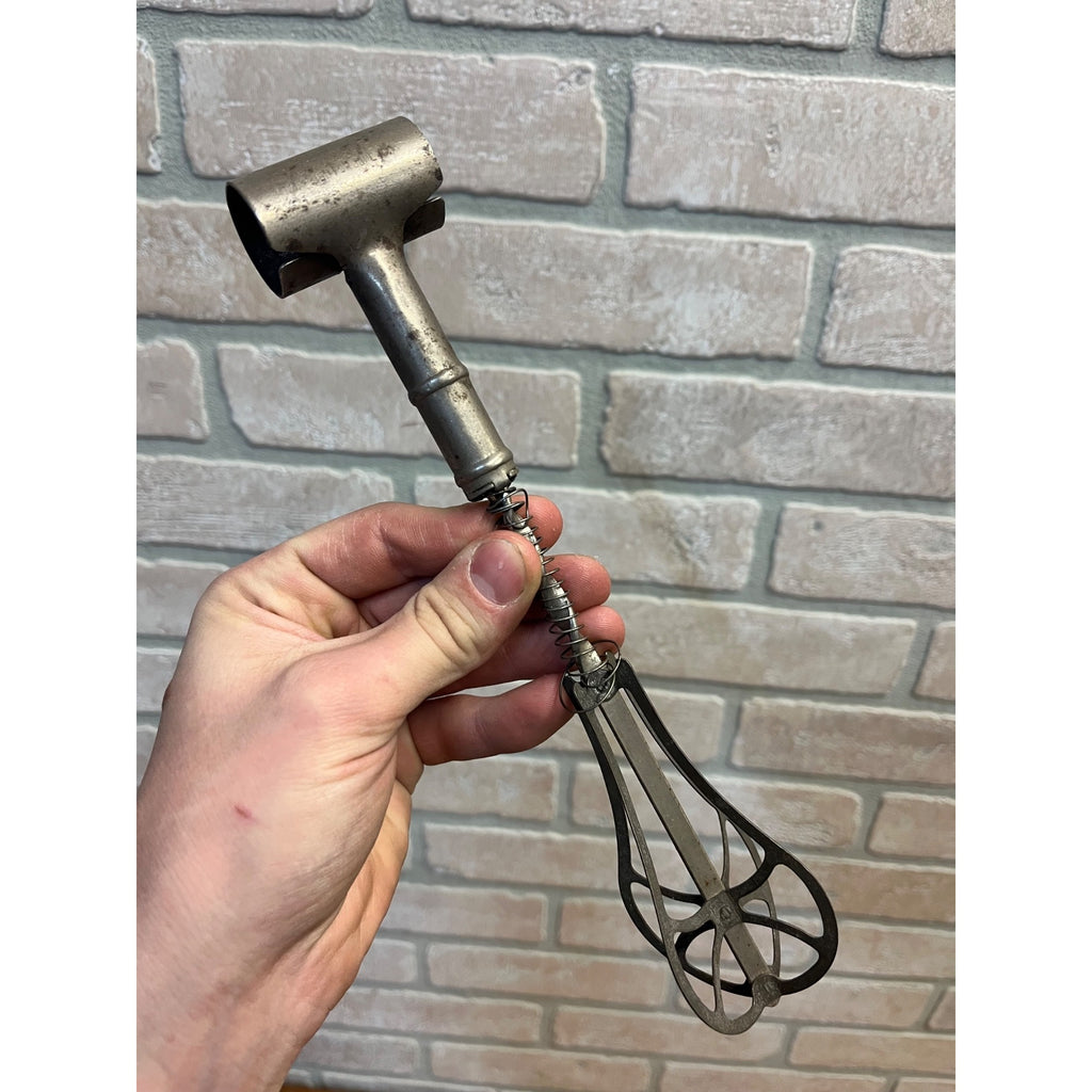 Antique Rare Jesse Edgren Milwaukee Wi Wisconsin Tin Archimedes Egg Beater Mixer