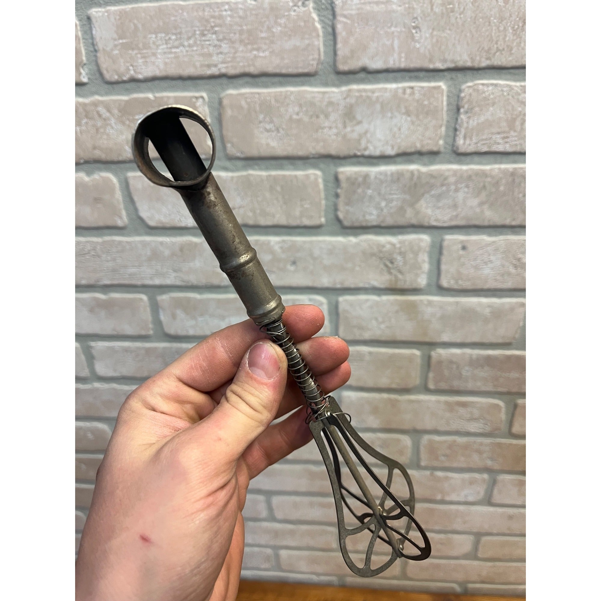 Antique Rare Jesse Edgren Milwaukee Wi Wisconsin Tin Archimedes Egg Beater Mixer