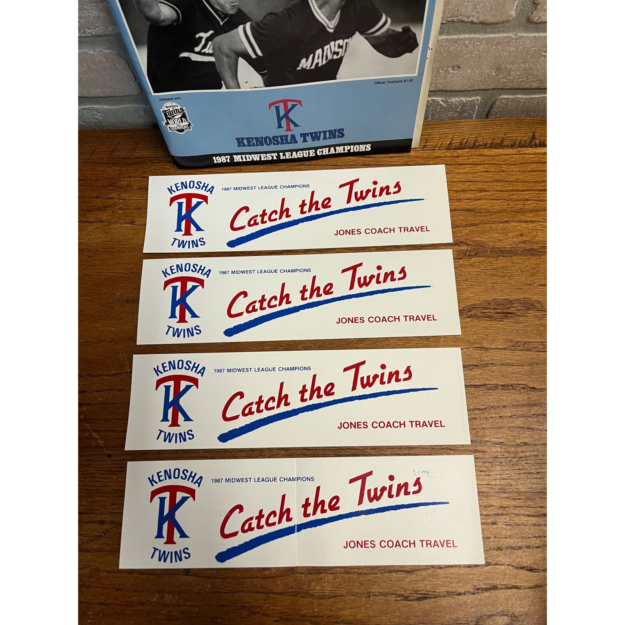 Vintage 1988 Kenosha Twins Midwest League Yearbook Program & Decals