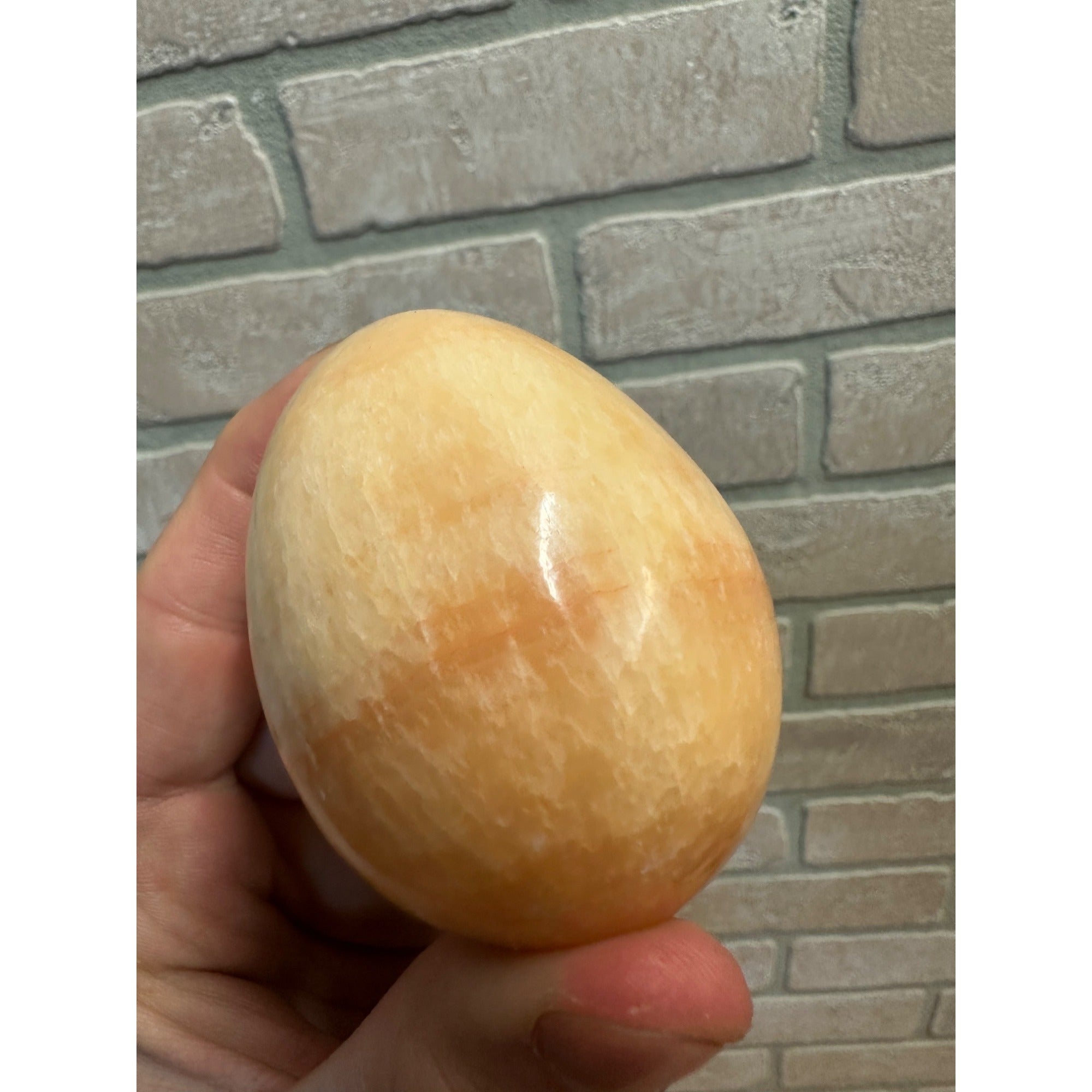 Orange Calcite Polished Mineral Specimen Egg Shaped 7.7oz