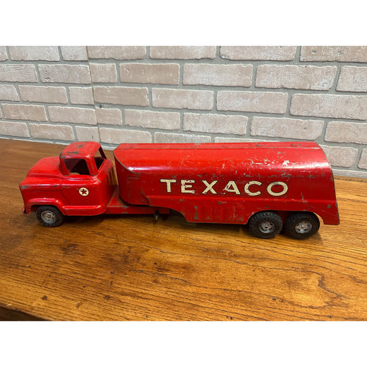 Vintage 1950s Buddy L Texaco Tanker Trailer & Truck Pressed Steel Toy