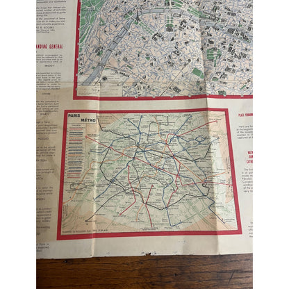 US Army WWII Folding Map PARIS Soldier GI Guide For Leave Troops WW2 22"x17" WW2