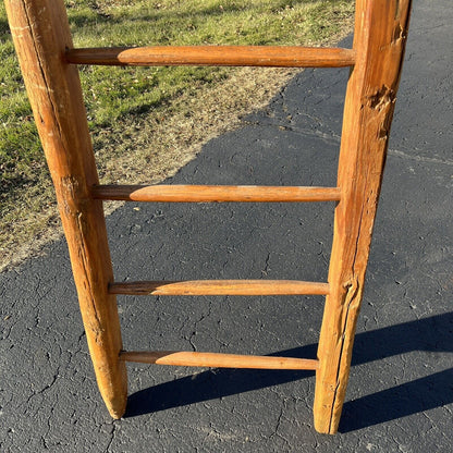 Antique 19th Century 1800s Primitve Barn Ladder Hand-Hewn Wood AAFA