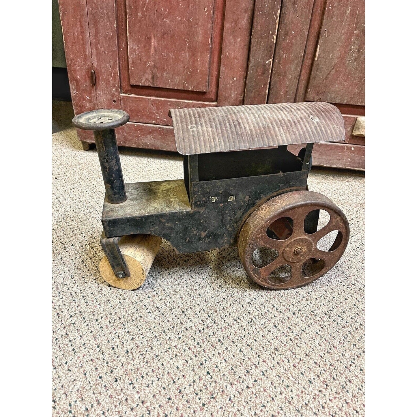 Antique 1920s Pressed Steel Steamroller Toy Steelcraft Construction Steam Roller