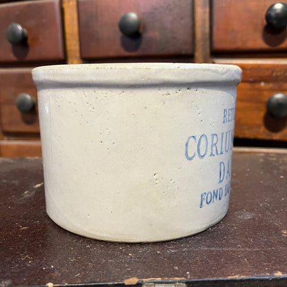 Antique Corium Farm Dairy Advertising Butter Crock Fond du Lac Wis
