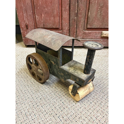 Antique 1920s Pressed Steel Steamroller Toy Steelcraft Construction Steam Roller