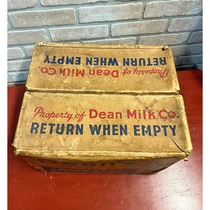 Vintage Dean’s Milk Co. Heavy Cardboard Bottle Carrier Crate Box Dairy Farm Adv