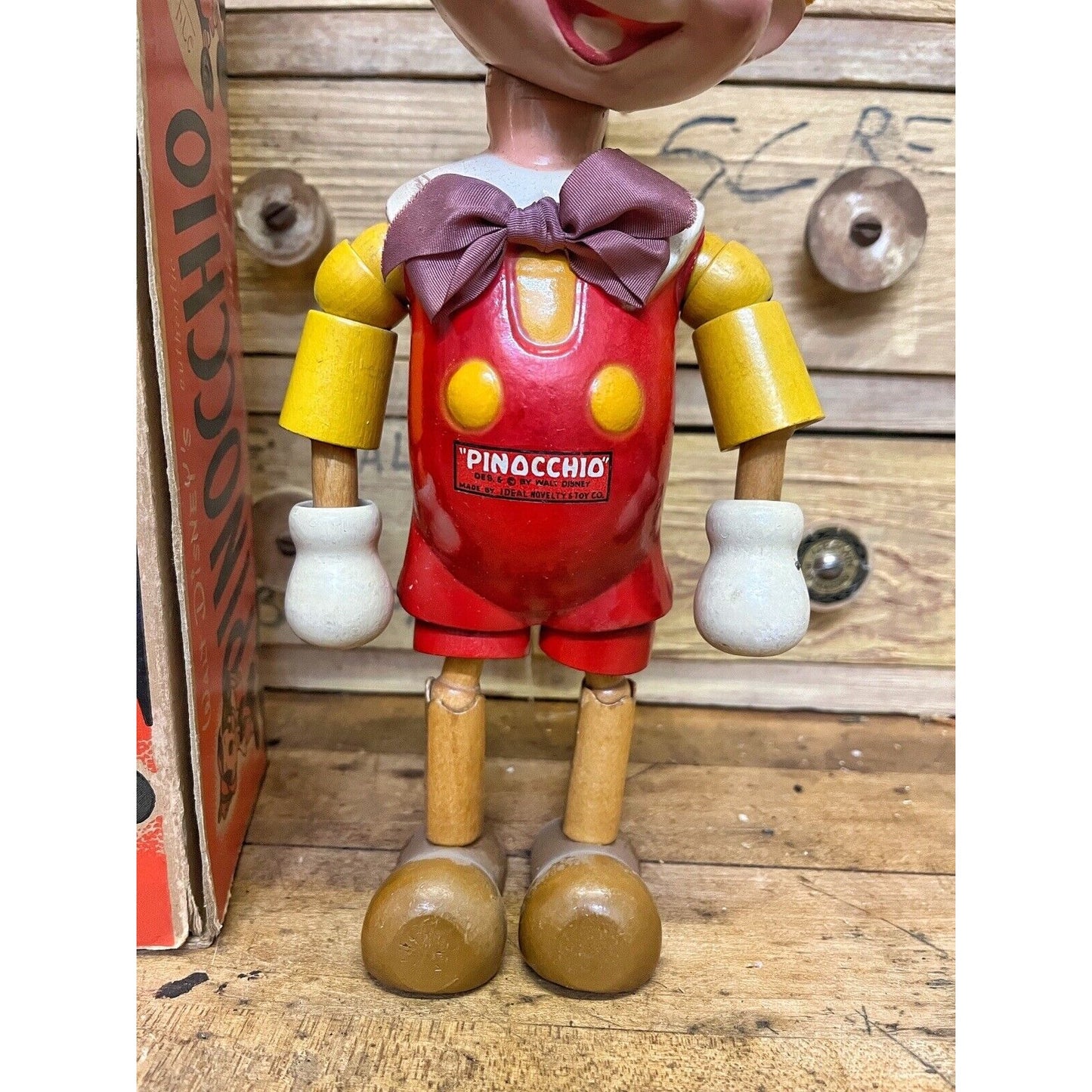 Vintage 18" PINOCCHIO Wooden Articulated Doll by Ideal Novelty & Toy Co. w/ Box