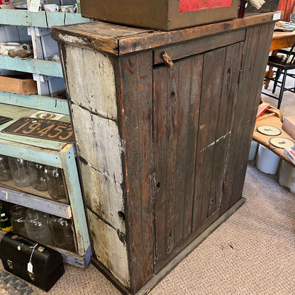 Antique Primitive Chippy Blue Pie Safe Cabinet Cupboard