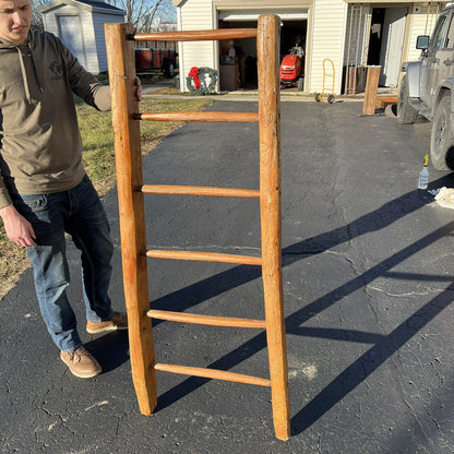 Antique 19th Century 1800s Primitve Barn Ladder Hand-Hewn Wood AAFA