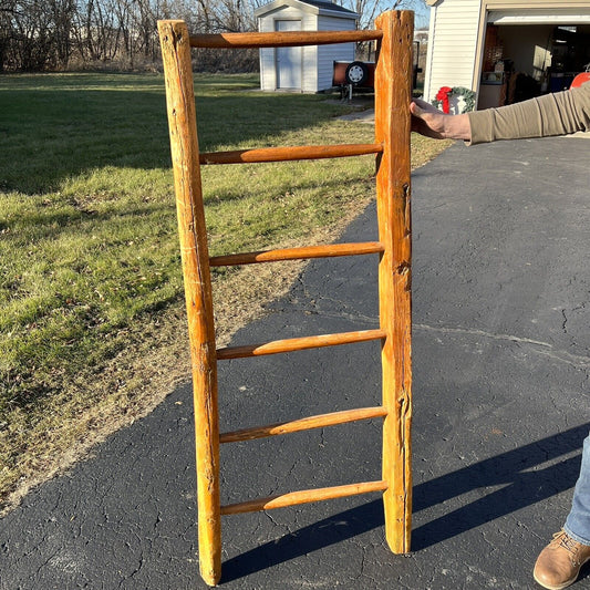 Antique 19th Century 1800s Primitve Barn Ladder Hand-Hewn Wood AAFA